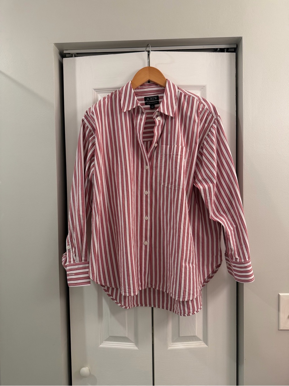 J. Crew Etienne Button-Down Shirt with Red Pinstripes